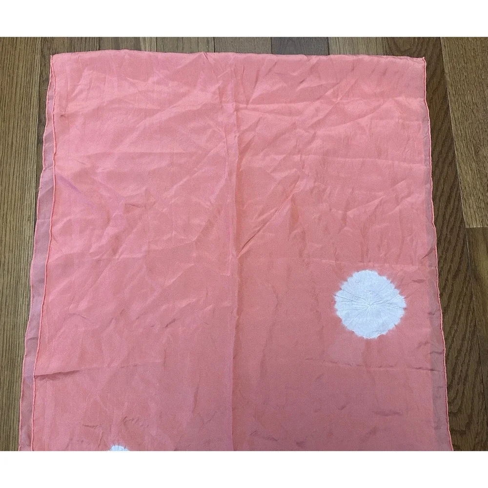 NWT- Eileen Fisher Silk Shibori Dot‎ Peach Luxurious Silk Scarf NEW